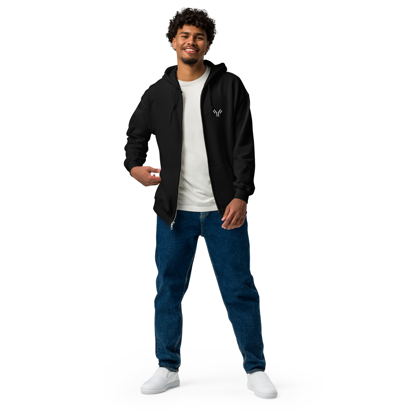 Everyday Unisex Embroidered Zip Hoodie