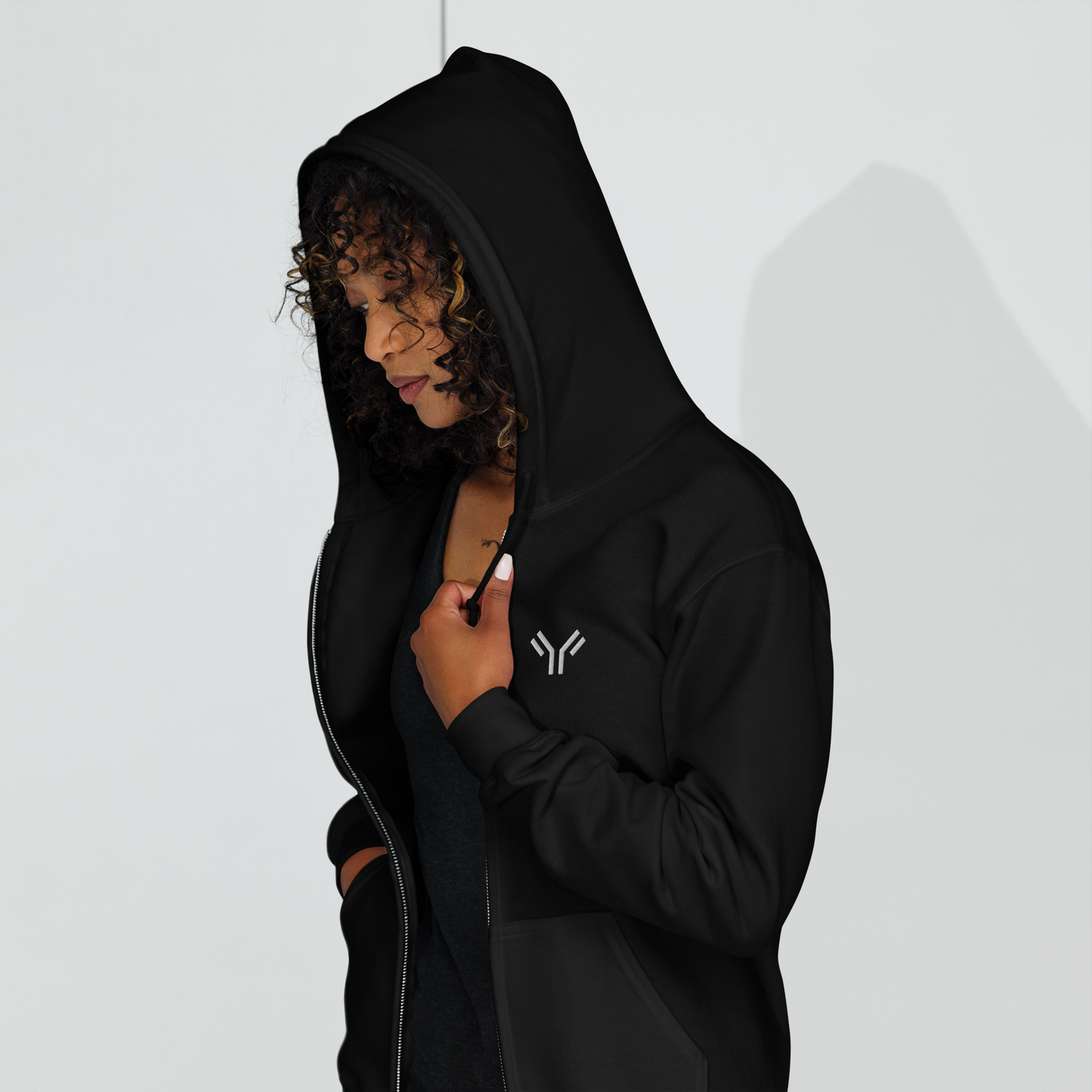 Everyday Unisex Embroidered Zip Hoodie