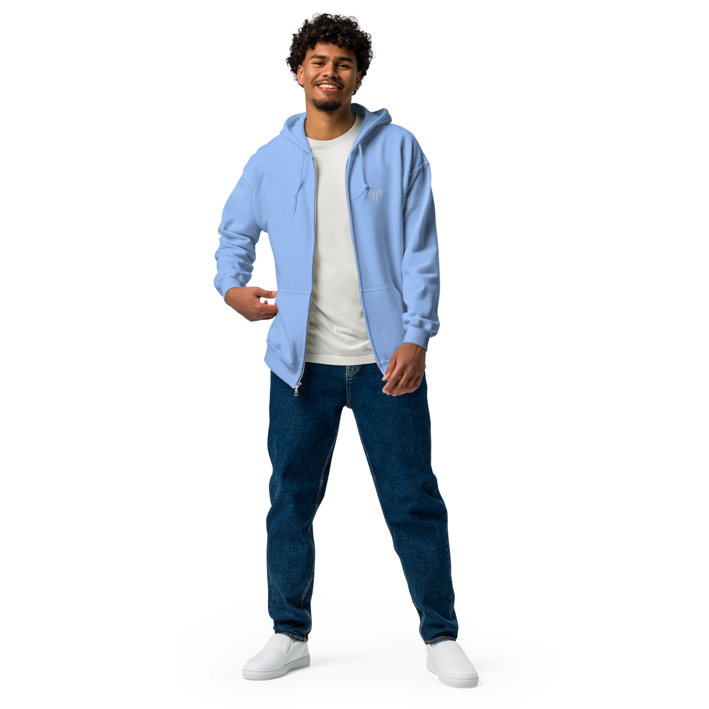 Everyday Unisex Embroidered Zip Hoodie