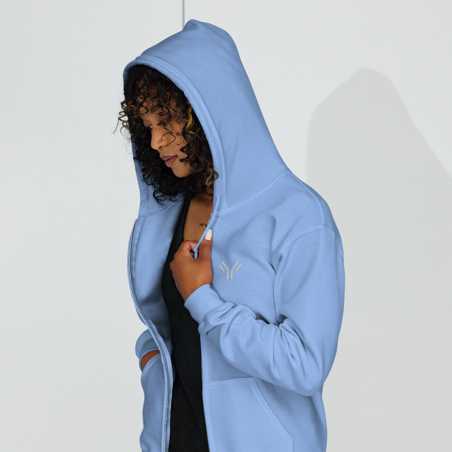 Everyday Unisex Embroidered Zip Hoodie