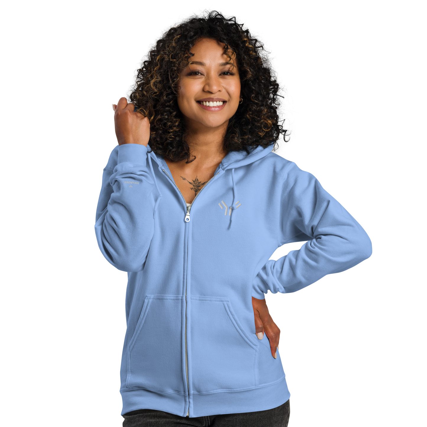 Everyday Unisex Embroidered Zip Hoodie