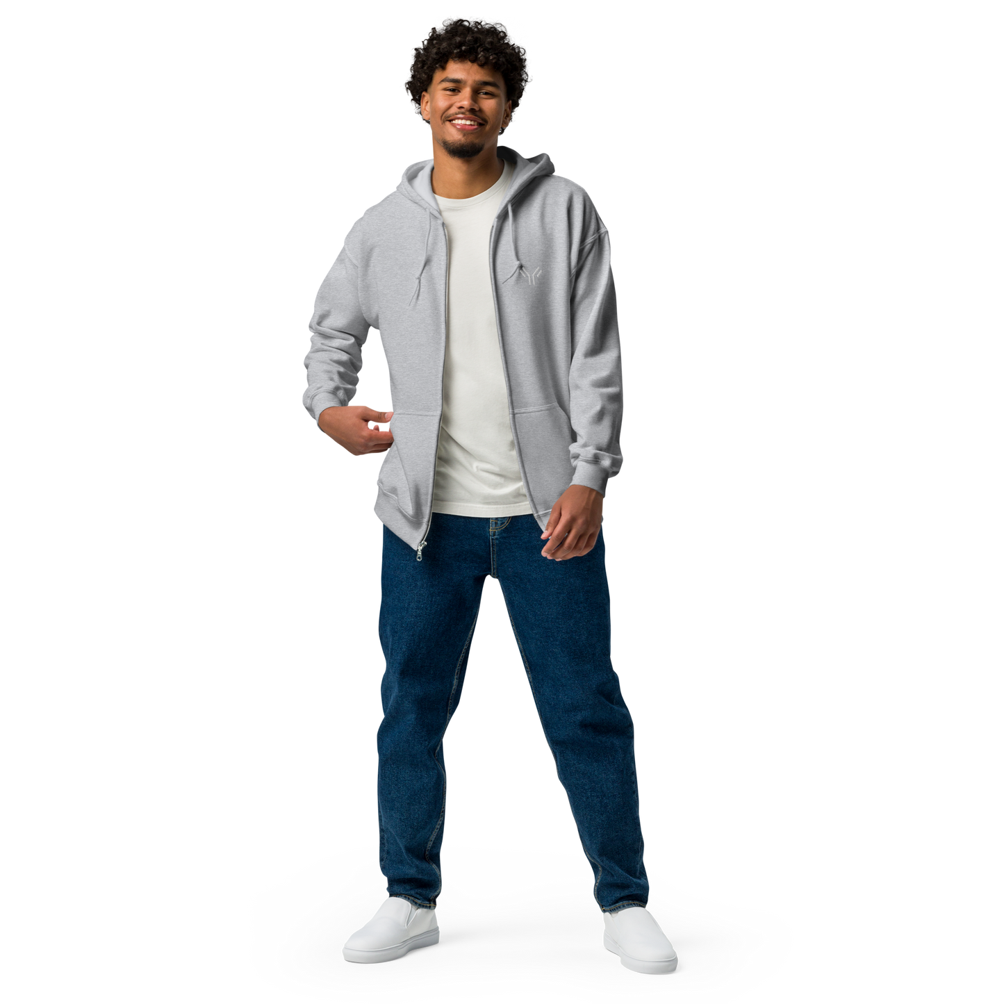 Everyday Unisex Embroidered Zip Hoodie