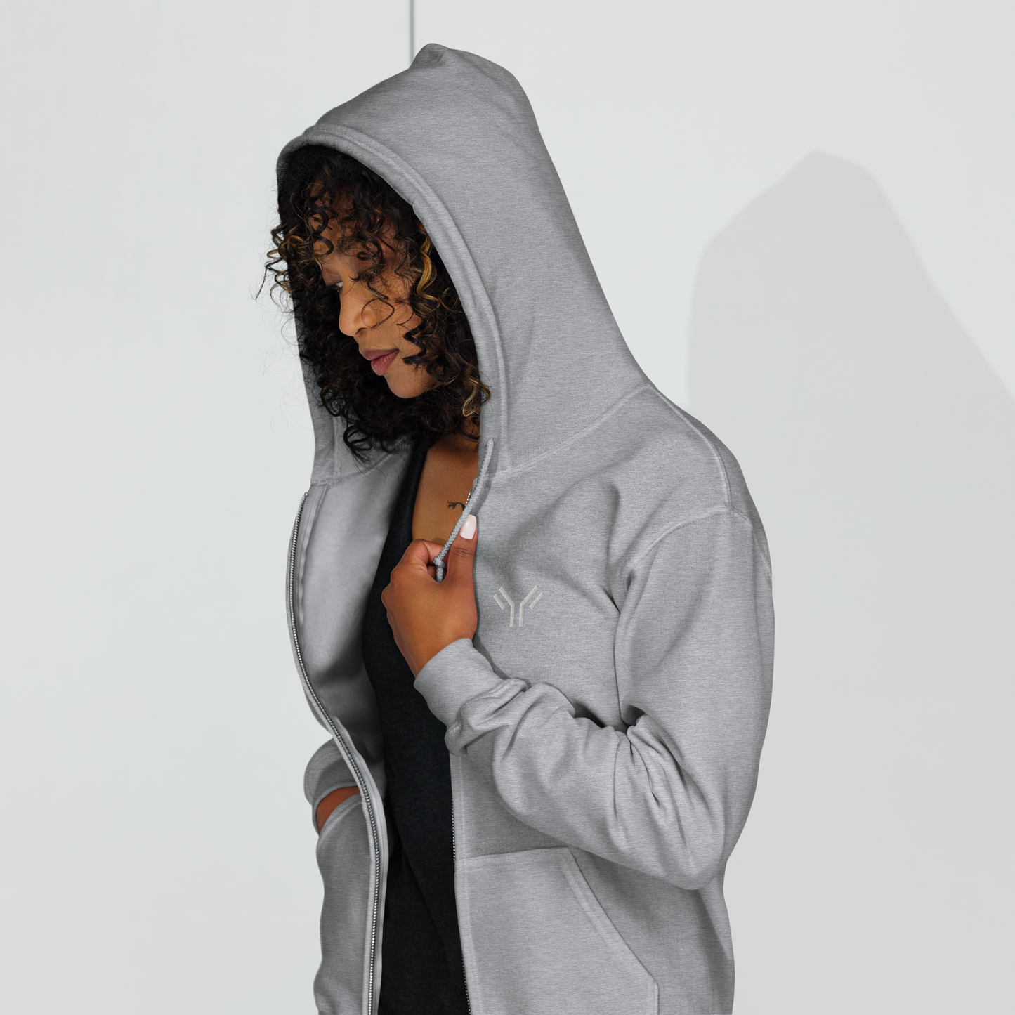 Everyday Unisex Embroidered Zip Hoodie