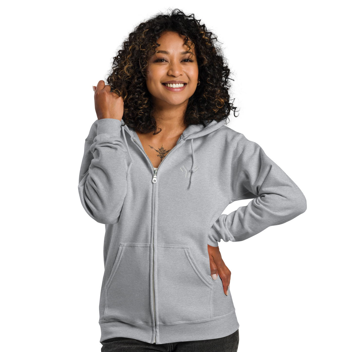 Everyday Unisex Embroidered Zip Hoodie